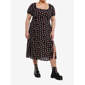 Red Cherry Empire Midi Dress Plus Size 1